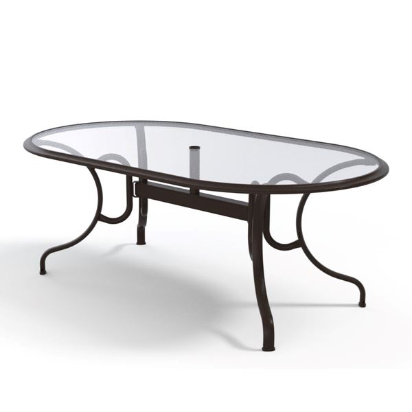 Telescope Oval Dining Table 43x75 Inch Glass with Aluminum Frame