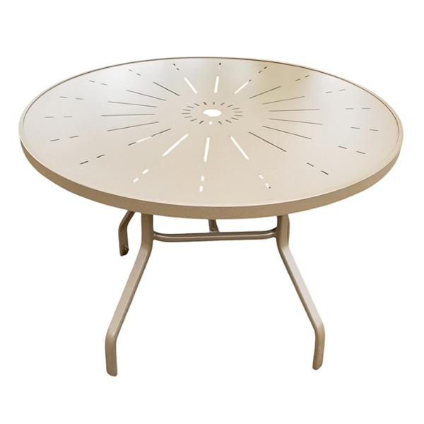e-42punch - Eclipse Round Punched Aluminum Top Patio Dining Table with Aluminum Frame, 36" 42" or 48"